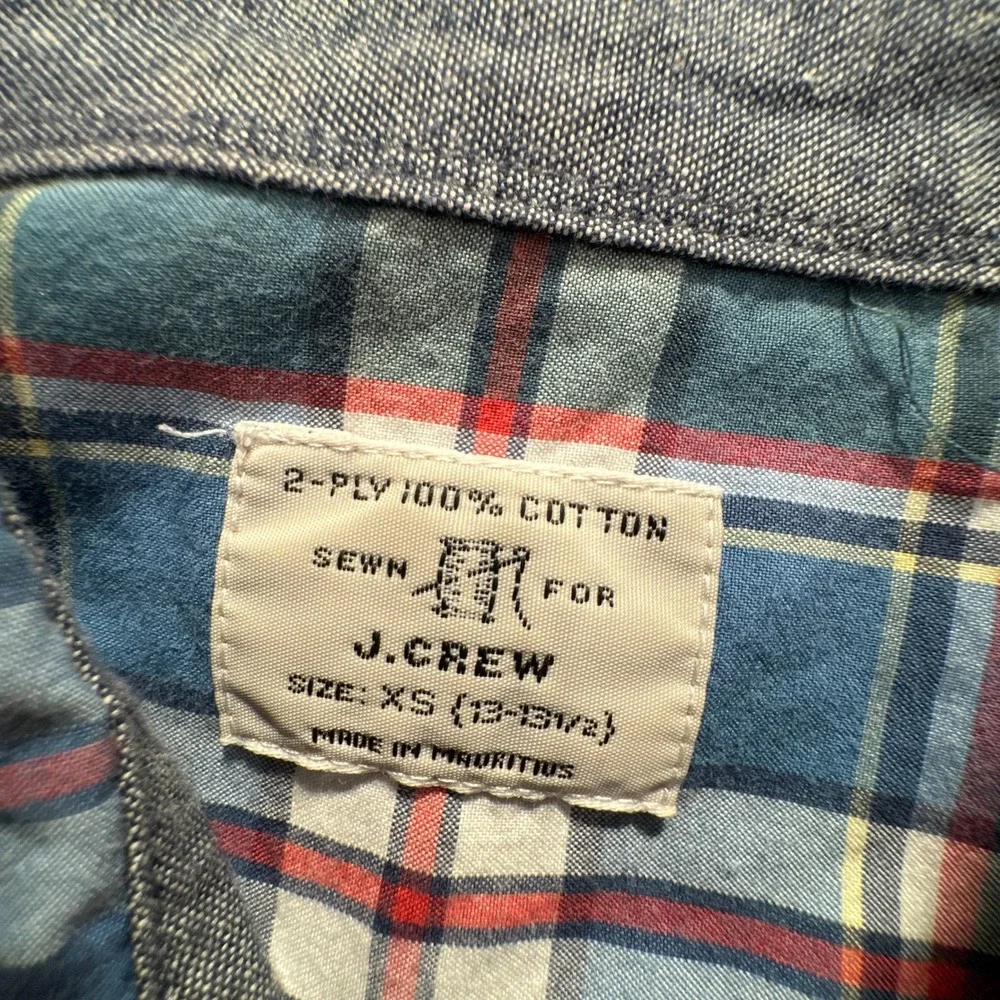 J.Crew Shirt Men XS Multicolor 100% Cotton Plaid Button Down Preppy Casual Work‎